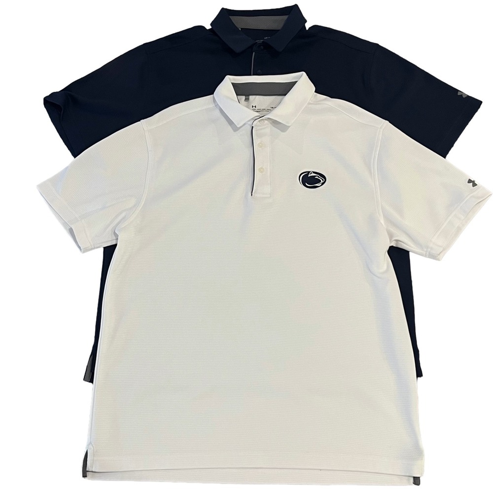 Lot of 2 Under Armour Polo Shirts Mens L Penn State Nittany Lions